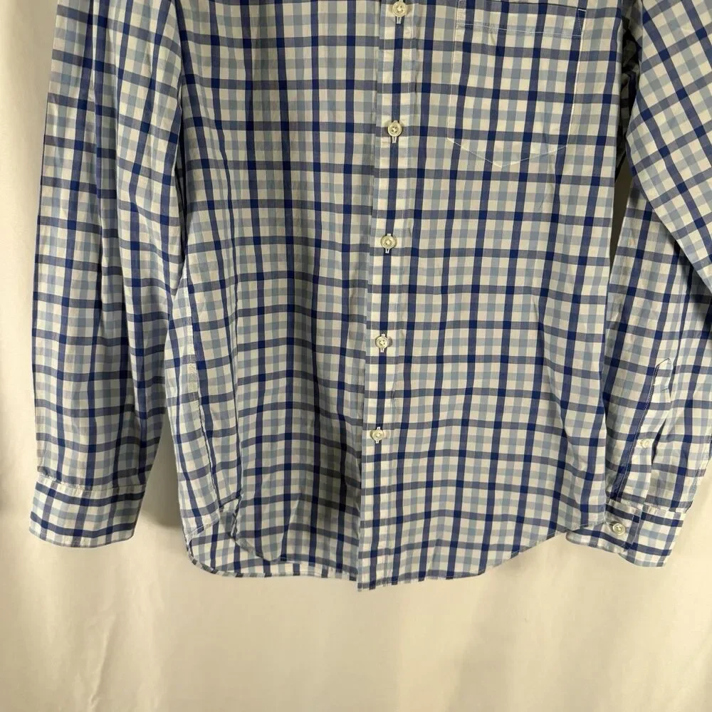 J. Crew Light Weight Shirt Men's Small Blue Plaid Long Sleeve Button Down Collar